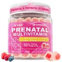 Pränatale Vitamine für Frauen Multivitamin Gummie w/ Methylfolate 1mg, Choline Omega-3(DHA+EPA) Eisen, postnatale Vitamine für Frauen Stillen | Vor, Während und nach Schwangerschaft,Sugar Free,Vegan,60Cts