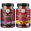 Bundle Green Coffee Bean Extract für Uric Acid Cleanse - Turmeric Tart Cherry & Celery Seed und Icelandic Wild Caught Cod Liver Oil Softgels - Fish Omega 3 EPA DHA Vitamin D & A 1000mg pro Servieren