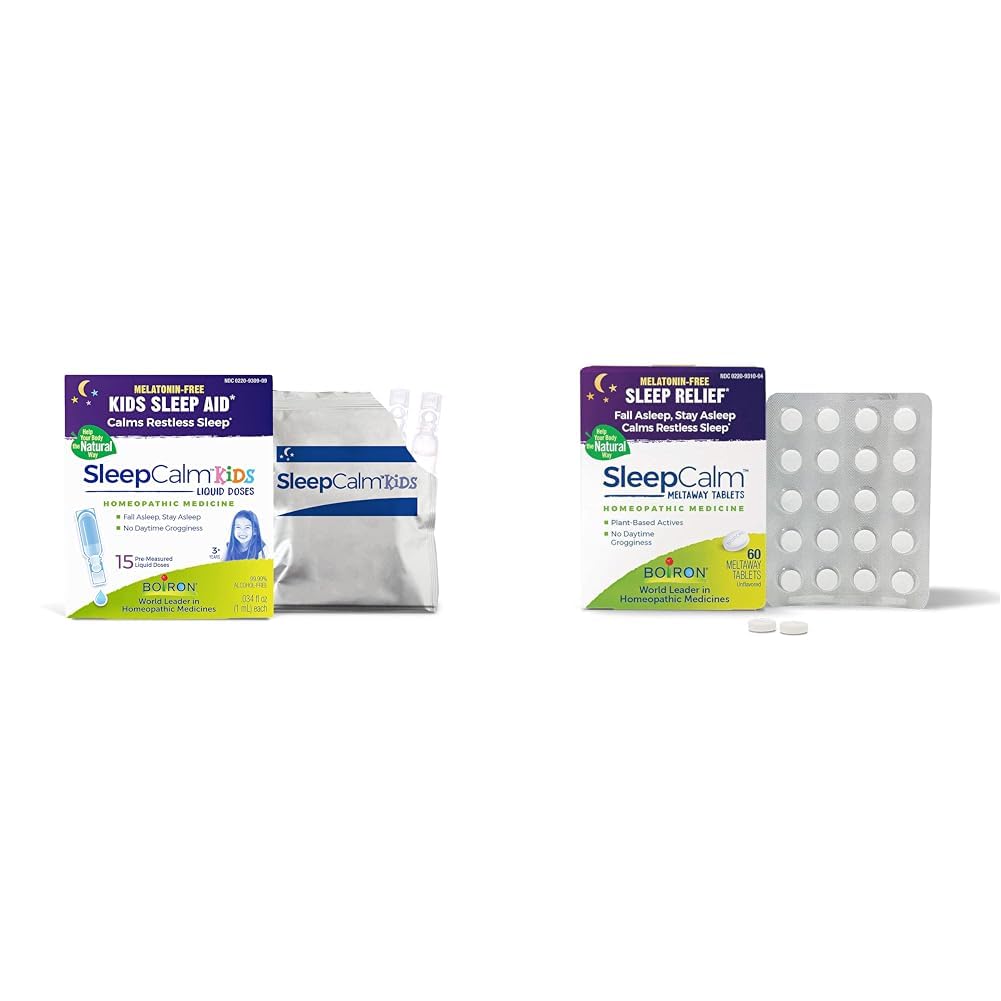 Boiron SleepCalm Kids Liquid Doses und SleepCalm Meltaway Tablets Bundle für tiefen, entspannenden, erholsamen Nachtschlaf