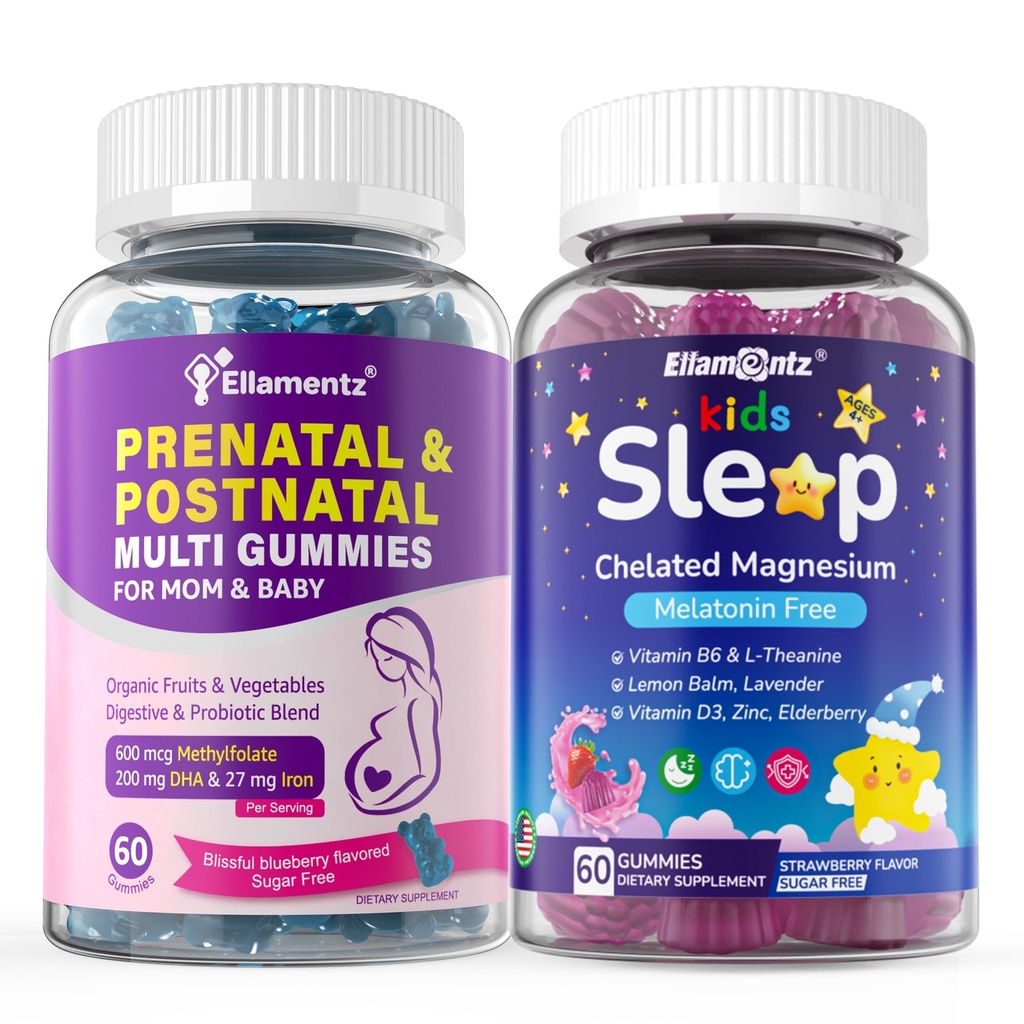 Sugar Free 2 Pack Prenatal Vitamins for Women Gummies + 1 Pack Kids Sleep Gummies