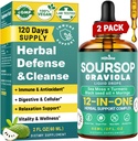 HIIHONE (2 Pack) 12-in-1 Soursop Bitters Flüssigkeitstropfen mit Sea Moss, Black Seed Oil, Moringa für Zellunterstützung & Regeneration, Immunität, Leber, Gut & Antioxidans - 2 Fl Oz