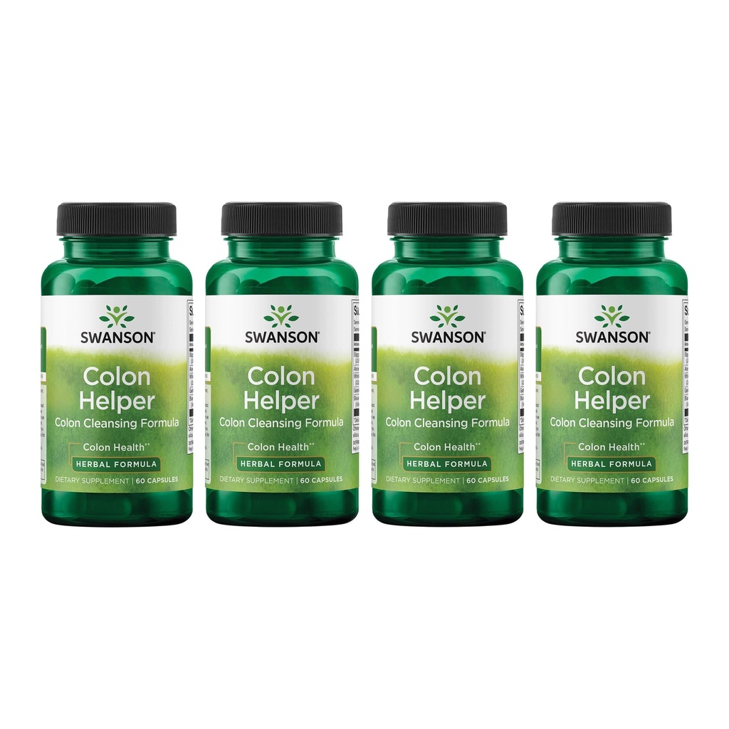 Swanson Colon Helfer - Fördert Verdauungs-Gesundheit mit Vervain, Goldenseal Wurzel, Slippery Elm Bark & More - Kräuter-Ergänzung hilft gesunde Eliminationen - (60 Kapseln) (4 Packung)
