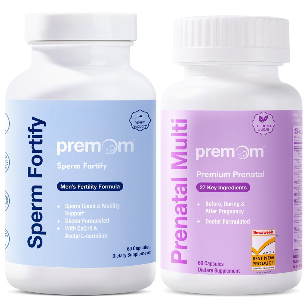 Premom Male Sperm Fortify Kapseln - männliche Fruchtbarkeit Ergänzungen für Männer - Pränatale Vitamine für Frauen Bundle – Konzeption für ihr Multivitamin – 120 Zähler