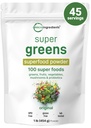 Micro Ingredients Super Greens Powder, 1lb | 100 Superfood Blend mit täglicher Grüns, Obst, Gemüse, Pilze & Probiotika | Quelle von Vegan Protein & Enzymes | Non-GMO, Gluten-Free, Keine Zusatzstoffe