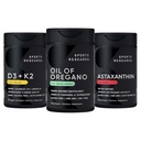Pack de soutien antioxydant Sports Research® - Huile d'Origan 9500mg + Vitamine D3 K2 5000iu + Astaxanthine triple résistance