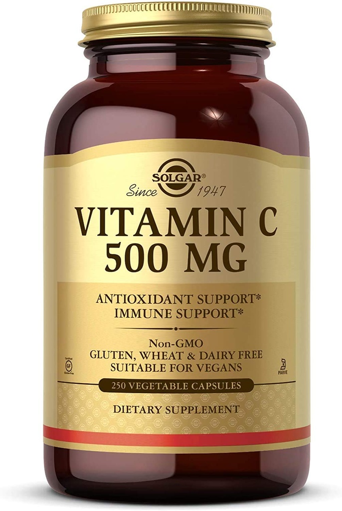 Solgar Vitamin C 500 mg, 250 pflanzliche Kapseln - Antioxidans & Immununterstützung - Gesamtgesundheit - Unterstützt gesunde Haut & Gelenke - Non-GMO, Vegan, Glutenfrei, Kosher - 250 Servierungen