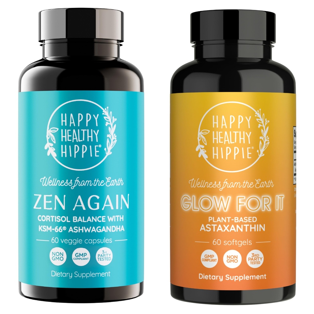 Happy Healthy Hippie Glow für es Astaxanthin Supplement & Zen wieder Cortisol Manager