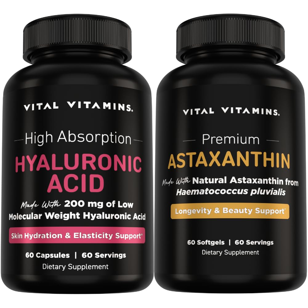 Vitamines vitales Acide hyaluronique pur 60 ct + Astaxanthine 60 ct