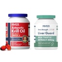 Krill Öl Omega 3 Supplement 1000mg und Milch Thistle Liver Detox Supplement 400mg, 2 Pack