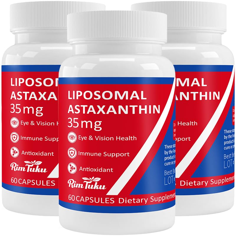 35mg Liposomal Astaxanthin Supplement - Leistungsstarke Antioxidante Unterstützung für Haut, Gelenk- und Augengesundheit - Natürliche Anti-Aging-Formel mit reinem Astaxanthin - Vegan, Non-GMO, 180 Kapseln