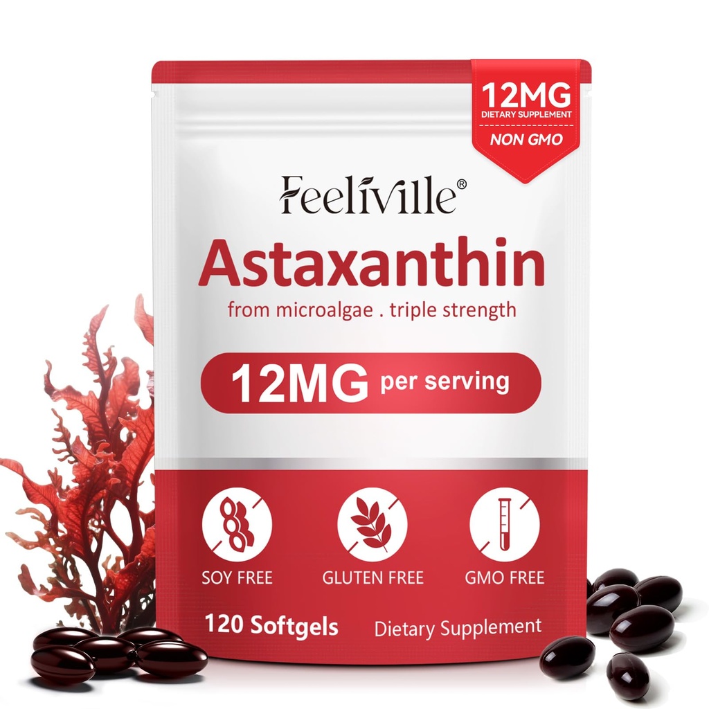 Suppléments d'astaxanthine 120 Softgels, 4 mois d'approvisionnement