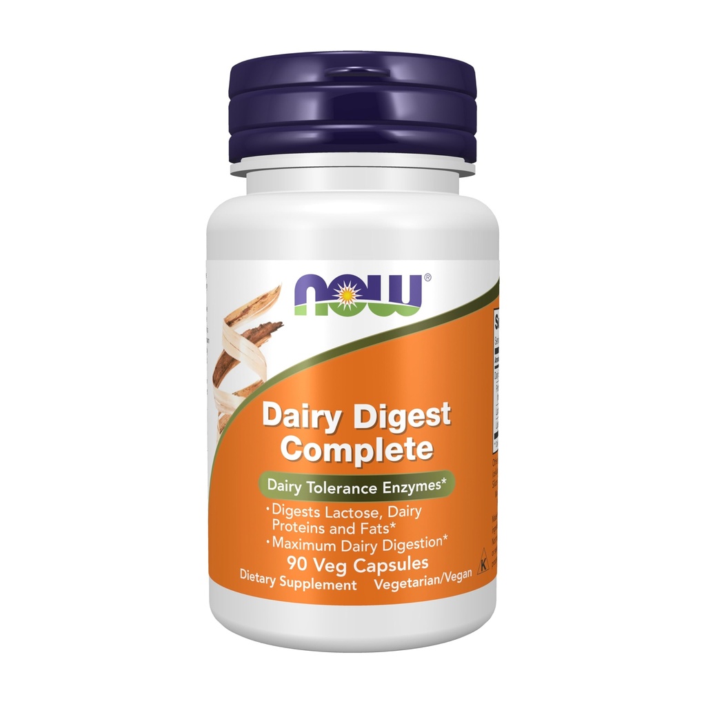 NOW Nahrungsergänzungsmittel, Dairy Digest Complete, Digests Lactose, Dairy Proteins and Fats*, Dairy Tolerance Enzymes*, 90 Veg Capsules