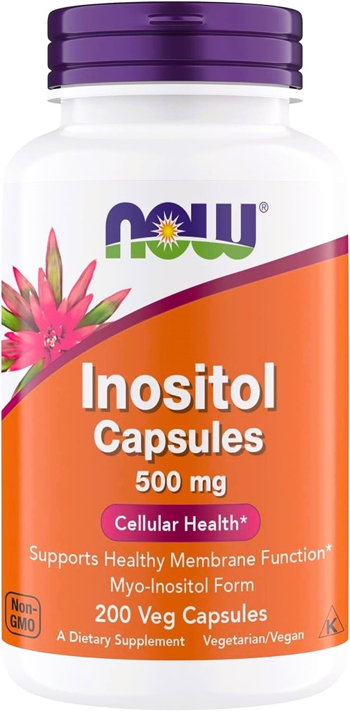 MAINTENANT Aliments Inositol 500 mg, forme supérieure du Myo Inositol, pour une fonction membranaire saine*, santé cellulaire*, soutien aux femmes* casher, adapté aux végétaliens - 200 capsules végétariennes (paquet de 1)