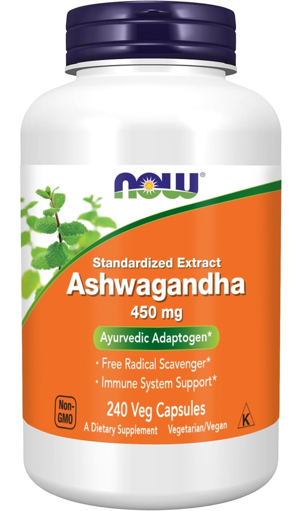 MAINTENANT Foods Ashwagandha Extract 450 mg Vegan, Kosher, non-OGM - 240 gélules,