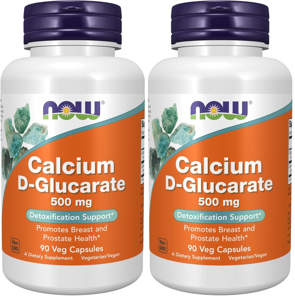 NOW Nahrungsergänzungsmittel, Calcium D-Glucarate 500 mg, Entgiftungsunterstützung*, 90 Veg Kapseln, (Pack von 2)