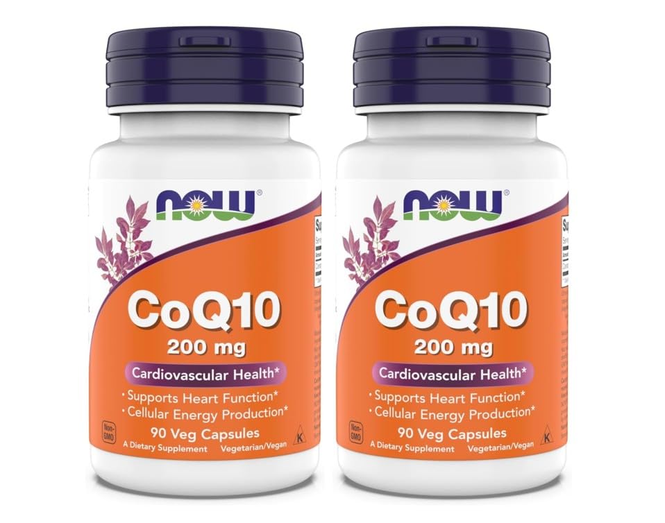 Jetzt Ergänzungen - CoQ10 (Coenzym Q10) 200 mg, Unterstützt Herz-Kreislauf-Gesundheit*, Kosher, Vegan 90 Vegetarische Kapseln (Pack von 2)