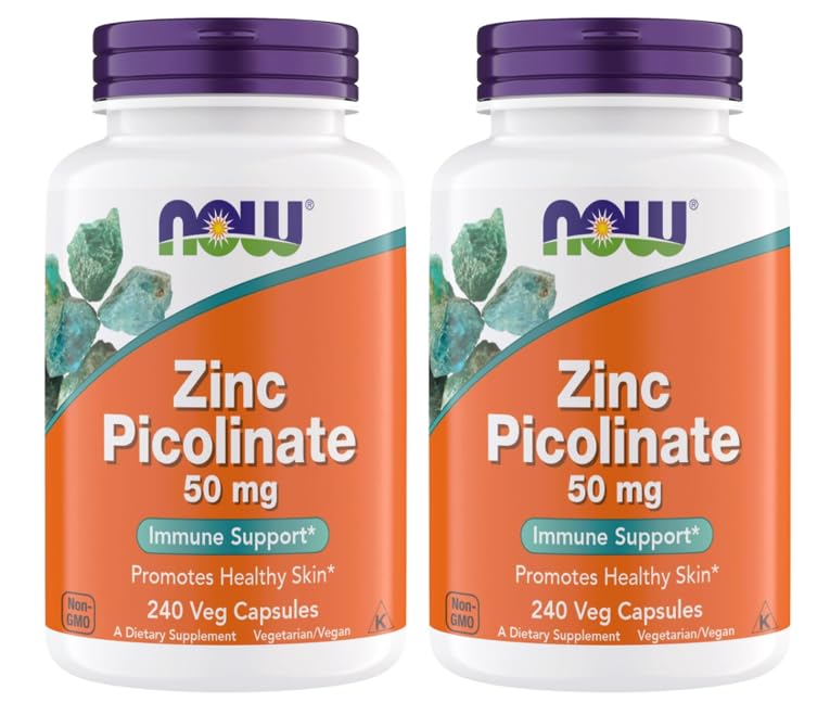 Maintenant Suppléments, Zinc Picolinate 50 mg, Supports Fonctions Enzymatiques, Soutien Immune, Non-OGM, Casher, Convient aux Végétariens - 240 Capsules Végétariennes (Pack de 2)