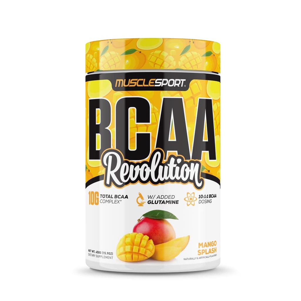 Musclesport BCAA Revolution Aminosäure-Pulver-Ergänzung für Männer und Frauen - Intra Workout Training Complex - Recovery Supplement (Mango Splash, 30 Portionen)