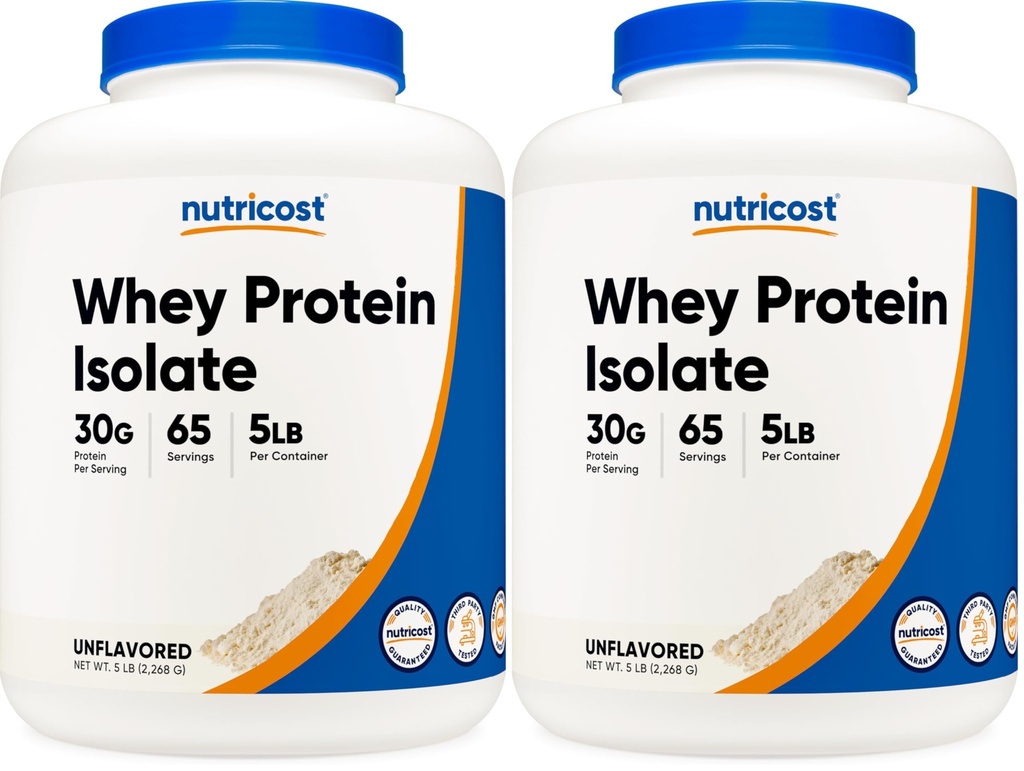 Nutricost Whey Protein Isolate (Unflavored) 5LBS (Pack von 2)
