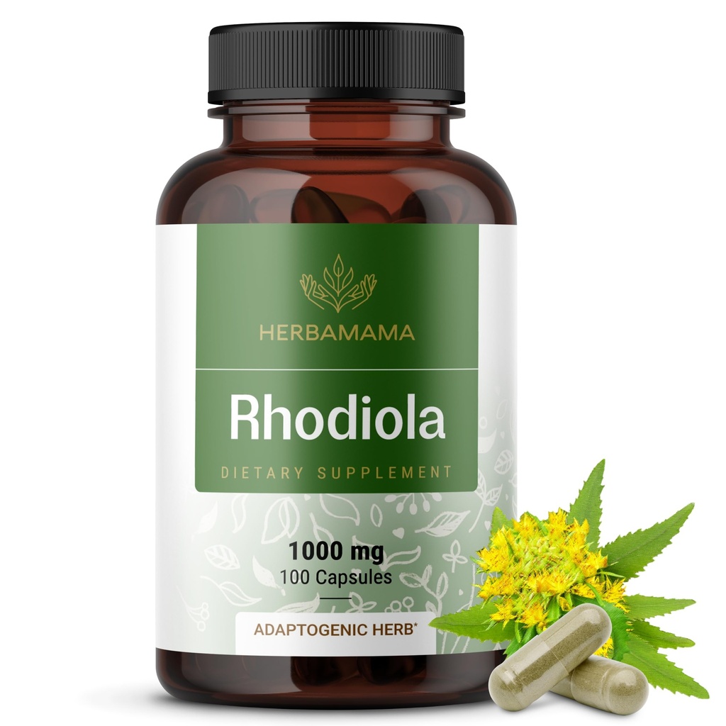 HERBAMA Rhodiola Rosea Capsules – Natürliche Menopause Supplements* für Frauen – 1000mg Rhodiola Rosea Root Powder pro Servierung für Frauen Relaxation Support – Vegan, Non-GMO – 50-Day Supply