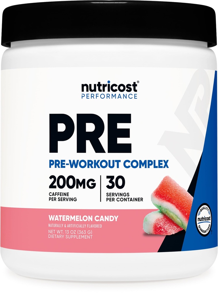 Poudre de pré-travail Nutricost (Candy Watermelon) 30 portions - sans OGM, sans gluten, végétarien