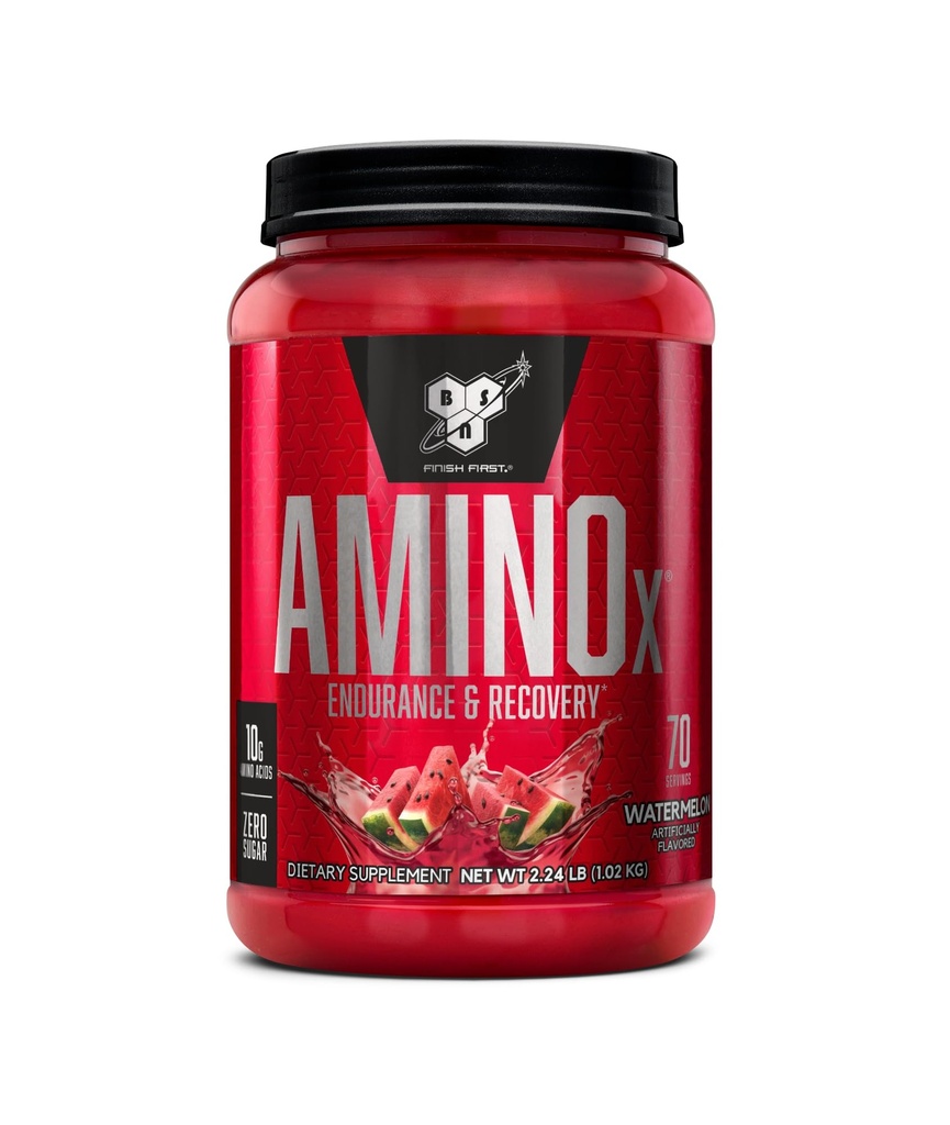BSN Amino X Muscle Recovery & Endurance Powder, BCAAs, 10 Grams of Amino Acids, Keto Friendly, Caffeine-Free, Support Endurance, Zero Sugar, Watermelon, 70 servings, 35.84 Ounce (Packaging May Vary)