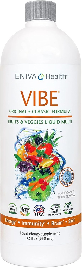Eniva Vibe Original Liquid Mineral Supplement | Full Spectrum Daily Multivitamin Support | Ganzkörperernährung | Doctor Formuliert | 32 oz