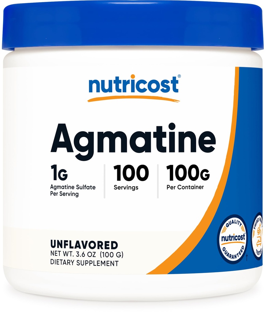Agmatine Nutricost 100 grammes - poudre d'agmatine pure 100 portions (sulfate d'agmatine)