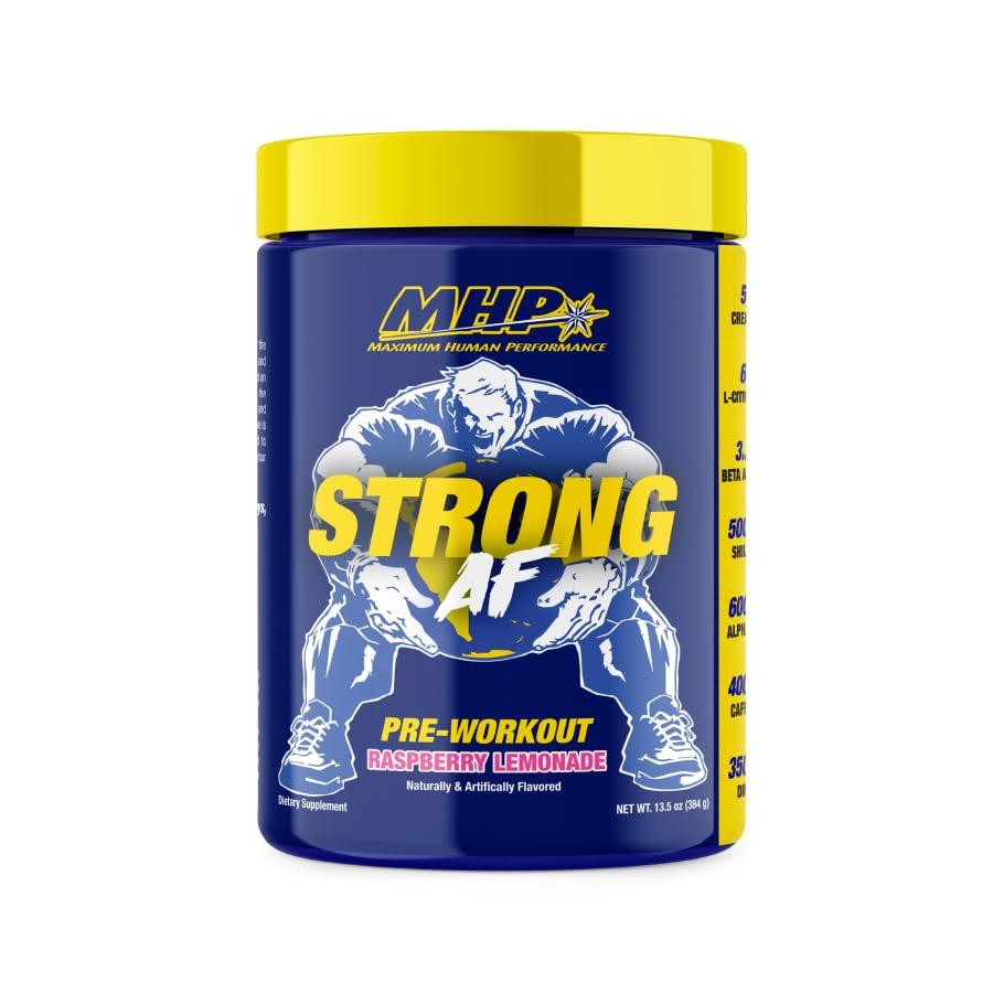 MHP Forte AF, Pré-entraînement, Muscle Building, Force, Performance, Créatine, Shilajit, Beta Alanine, Citrulline, Alpha-GPC, Lémonade aux framboises, 40 portions