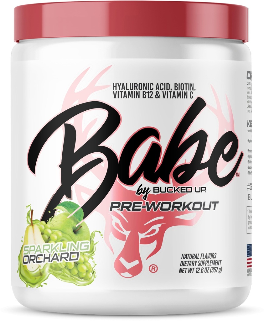 Babe Pre Workout poudre pour les femmes Acide hyaluronique, 5mg Biotine et 5 autres ingrédients de marque déposée