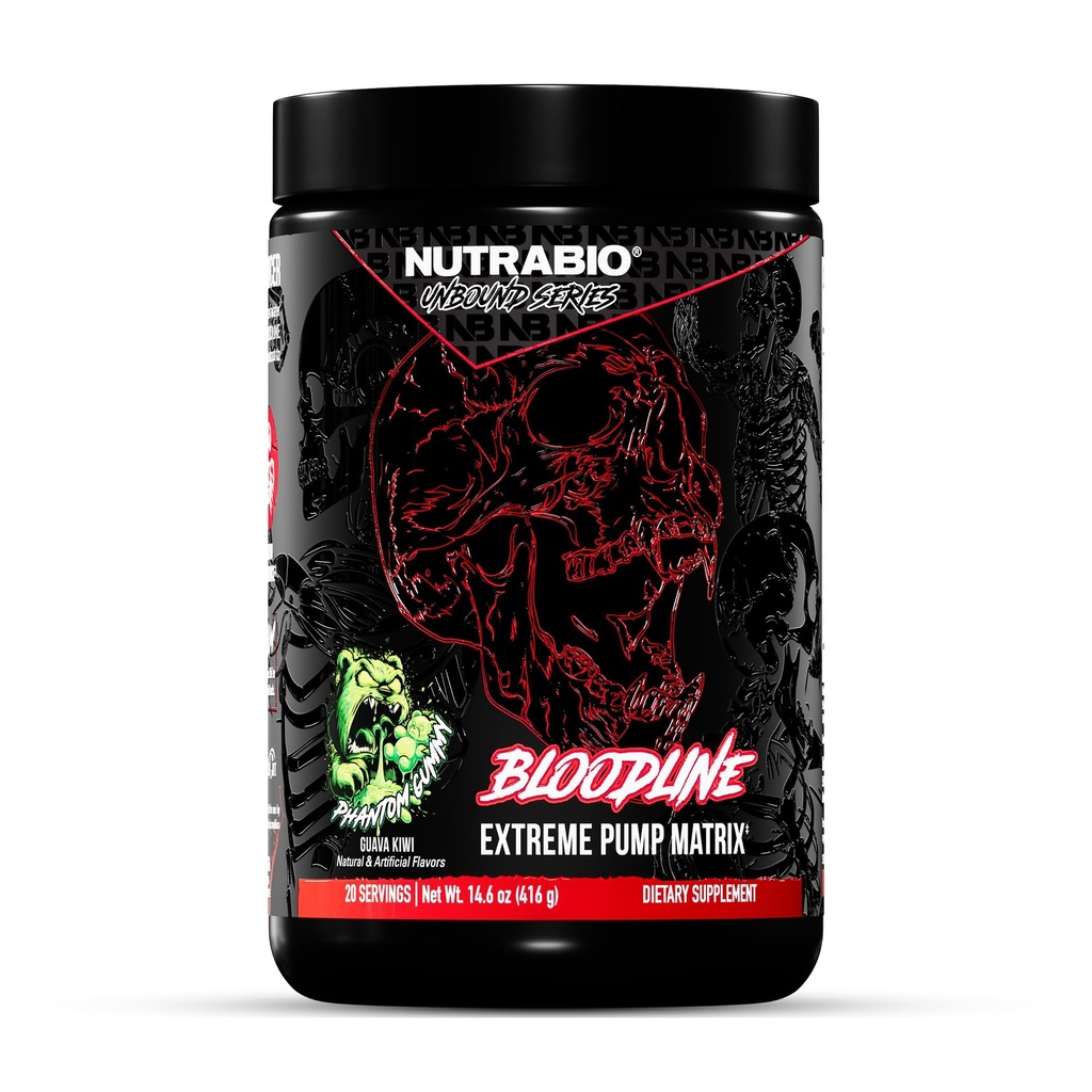 NutraBio Bloodline-Pumpe Pre Workout Pump Matrix- L-Citrulline, Glycerol, PeptiPump- NO Booster, Extreme Vascularity & Blood Flow,Hydration,Non Stim PreWorkout,Caffeine Free-Phantom Gummy-20 Servierungen