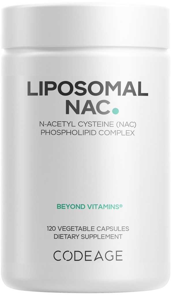 Codeage Liposomal NAC Supplement - N-Acetyl L-Cystein Aminosäure - 2 Monate Versorgung - Free-Form NAC - Phospholipid Complex - Vegan, Non-GMO, Gluten-Free, Dairy-Free - 120 Kapseln