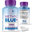 MAXLIFE NATURALS Pure Methylen Blue Capsules, Ultimate Methylen Blue Pharmaceutical Grade 12mg - 60 Kapseln mit Vitamin C Ester & NAC Glycin, unterstützt Cellular & Cognitive Funktion, Made in USA