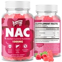 NAC Gummis Sugar-Free, N-Acetyl Cystein NAC Supplement 1000mg für Antioxidantien, Immununterstützung, Non-GMO, Gluten-Free, Vegan – Raspberry Flavor, 60 Gummis
