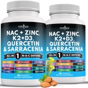 NEU AGE NAC Supplement N-Acetyl Cystein- mit Vitamin D3, K2, Zink, Quercetin, Triphala, Sarracenia Purpurea, Elderberry, Holy Basil, Bee Propolis, Bromelain, L-Lysine - 120 Count
