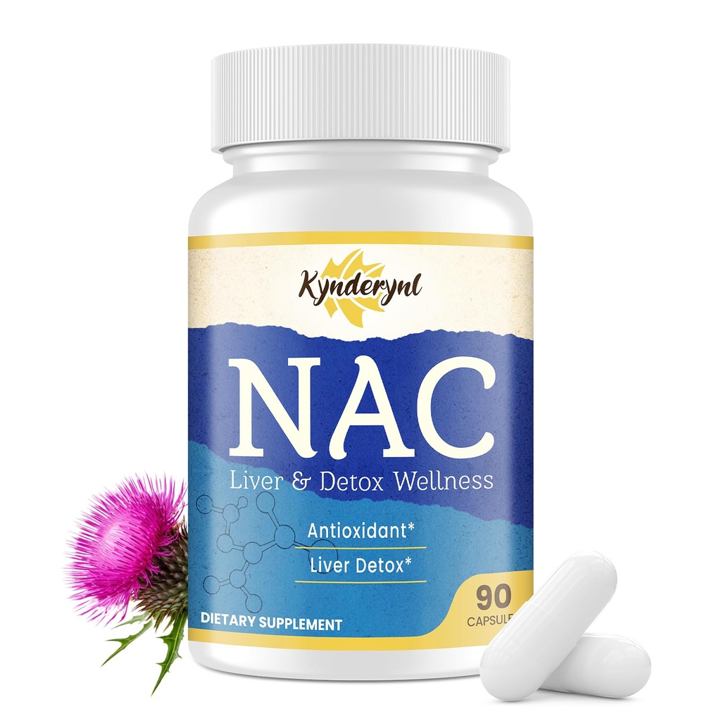 NAC Supplement N-Acetyl Cystein | High Dose NAC 1000mg für Liver Focused | N-Acetyl-L-Cystein mit Milch Thistle & Glutathione | NAC Capsules 90-Count Vegan