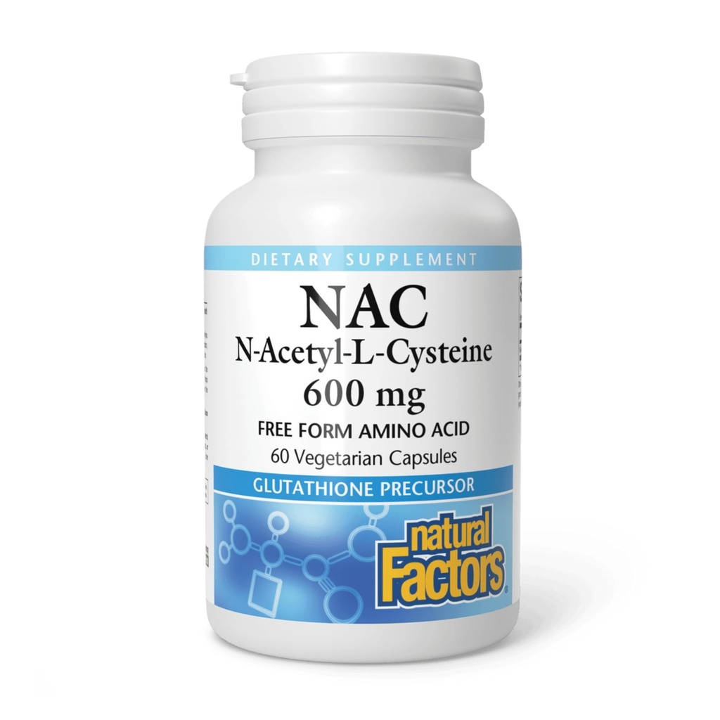 Natürliche Faktoren N-Acetyl-L-Cystein 600 mg - Unterstützt gesunde Leber und Lunge - Antioxidante Unterstützung Nahrung unterstützt Immunsystem Gesundheit - 60 vegetarische Kapseln (60 Servietten)