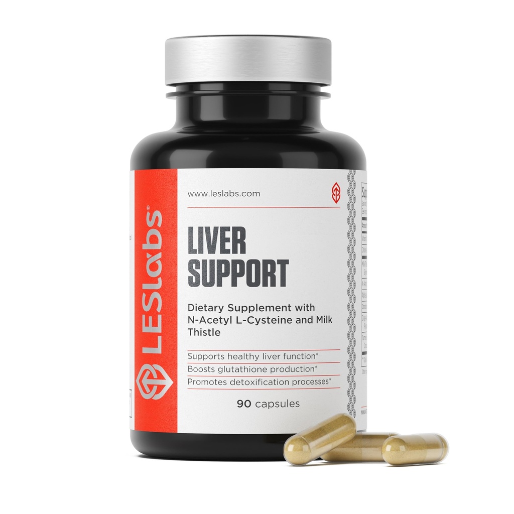 LES Labs Liver Support – Fördert gesunde Leberfunktion, Glutathion Produktion & Entgiftung – Milchdistel, NAC, ALA & Dandelion Extrakte – Non-GMO Supplement – 90 Kapseln