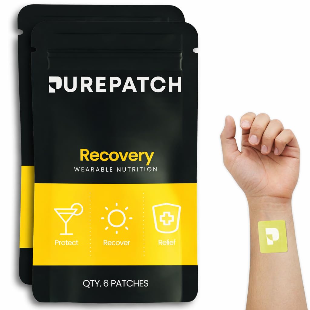 Pure Patch Recovery Patch – pflanzenbasiertes Vegan Topical Patch – DHM – NAC – Glutathione – B-Complex – Nicht-Ingestible – Water-Resistant – Gentle on Skin – Glutenfrei – Made in USA – 12 Patches