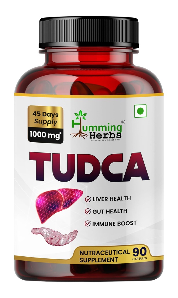 Humming Herbs TUDCA 1000 mg – High-Potency Tauroursodeoxycholic Acid Supplement for Liver & Digestive Health – 90 Vegane Kapseln (45-Tage-Versorgung) – Unterstützt Flow, Gut & Immune Function
