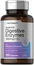 Horbäach Enzymes digestifs essentiels (100 capsules) Mélange enzymatique pour hommes et femmes (100 capsules) Supplément sans OGM et sans gluten