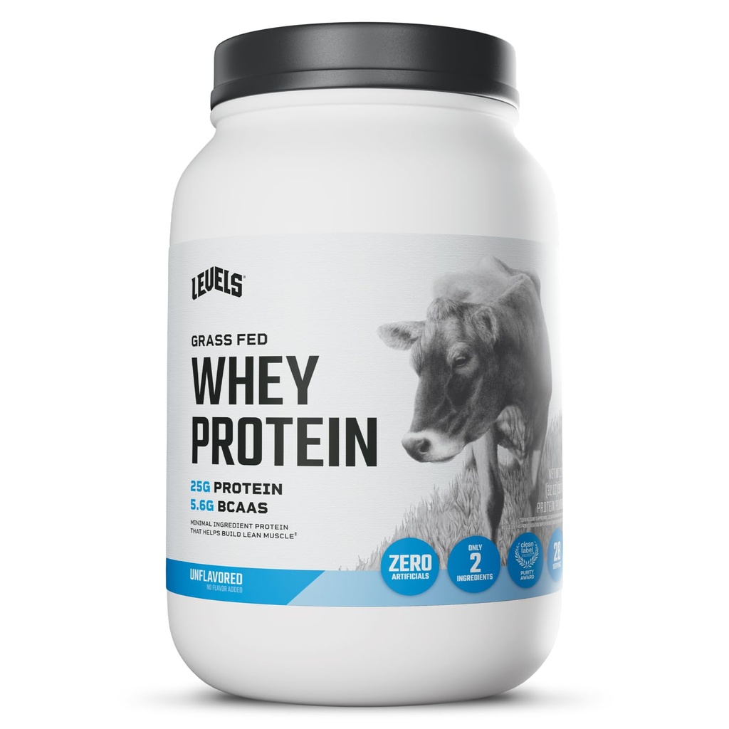 Niveaus Gras Fed Whey Protein Pulver, keine Künstlichkeiten, 25G Protein, Unflavored, 2LB
