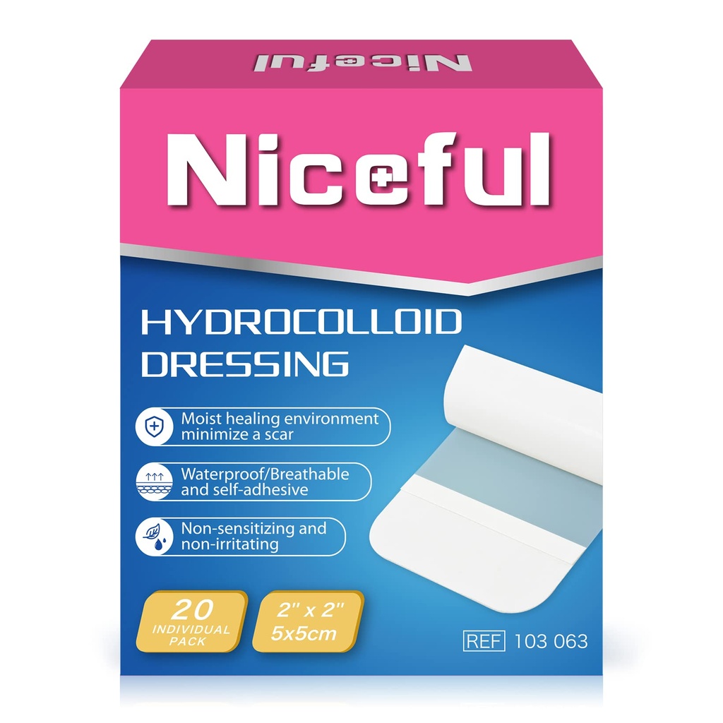 20 Count Hydrocolloid Bandagen 2" x 2", Wound Dressing Small Hydrocolloid Gel Bandagen für Wunden, Wound Healing Bed Sore Bandage