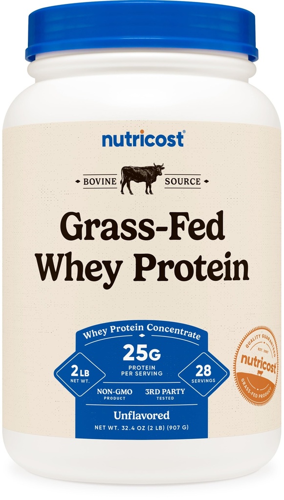 Nutricost Grass-Fed Whey Protein Konzentrat (Unflavored) 2LBS - Ungesättigt, Non-GMO, Glutenfrei