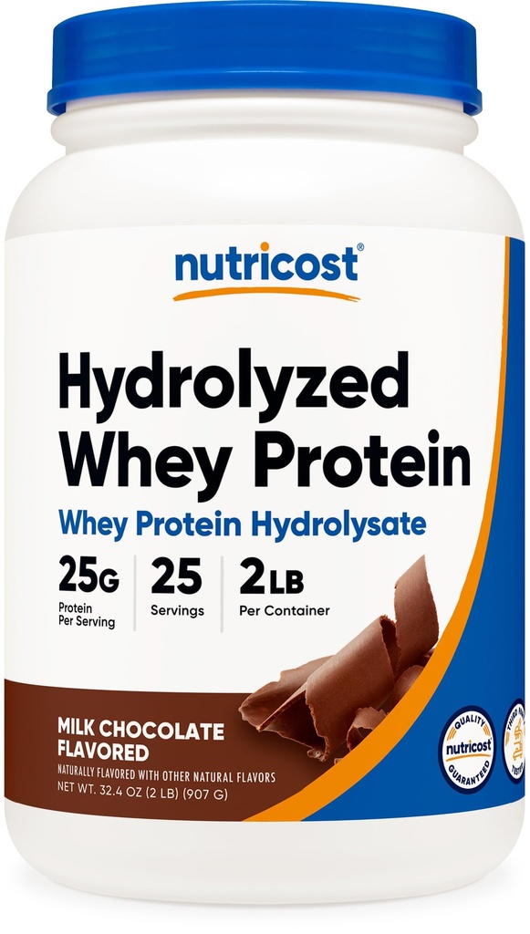 Nutricost Hydrolysed Whey Protein Powder (Chocolate) 2 LBS - Whey Protein Hydrolysat, 25g Protein, GMO-frei, Glutenfrei