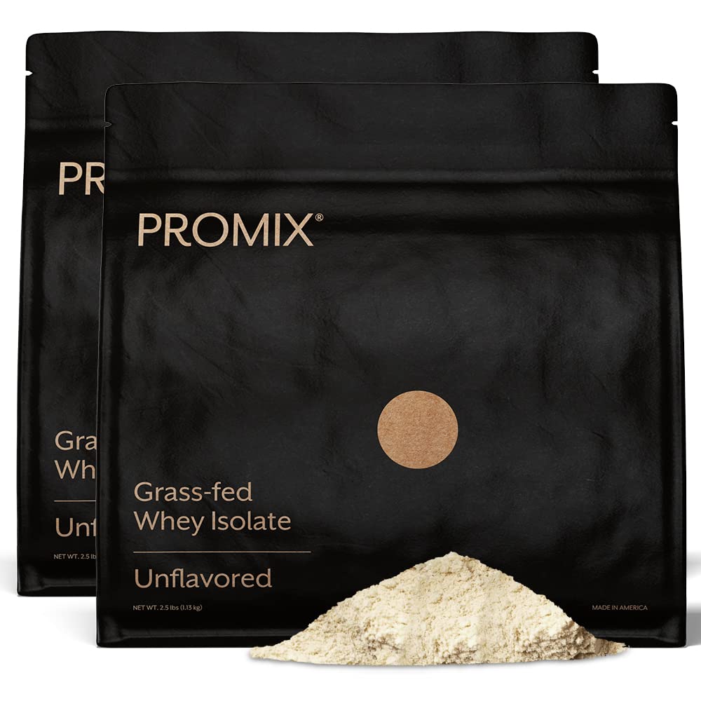 ProMix Nutrition Whey Protein Isolate Powder, Unflavored - Grass-Fed & 100% All Natural - ­Post Workout Fitness & Nutrition Shakes, Smoothies, Baking & Cooking Recipes - 2.5 Pound (Pack of 2)