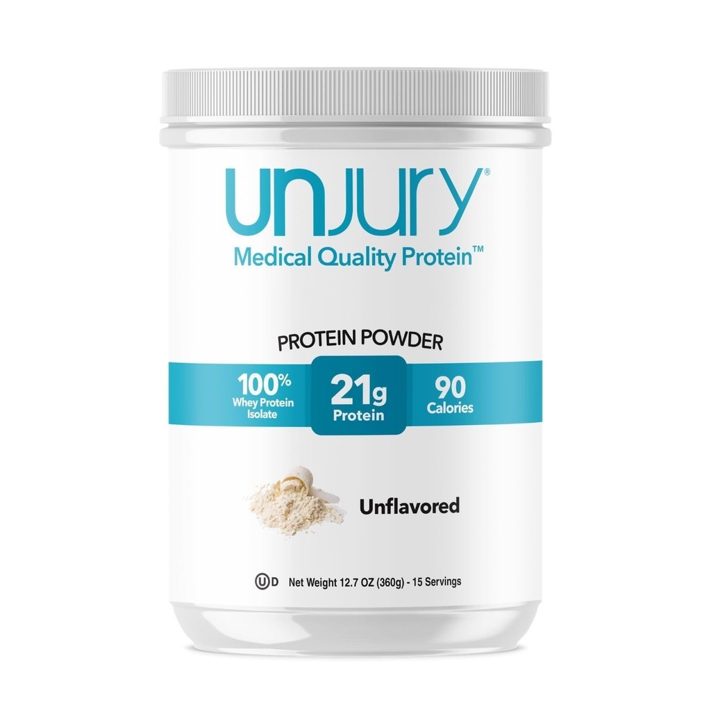Unjury Unflavored Protein Powder | 21g 100% Whey Isolate Protein Powder | Unflavored Whey Protein Powder | Low Carb and Sugar Free Whey Protein Isolate | Gluten Free | Certified Kosher | 15 Servings