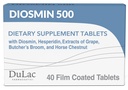 Dulac Diosmin 500, Micronized Diosmin Hesperidin Nahrungsergänzung 1000mg pro Portion, Rosskastanienextrakt, Metzger Broom & Red Grape Extract, Beinzirkulationsunterstützung, 40 Tabletten, Made in Italy