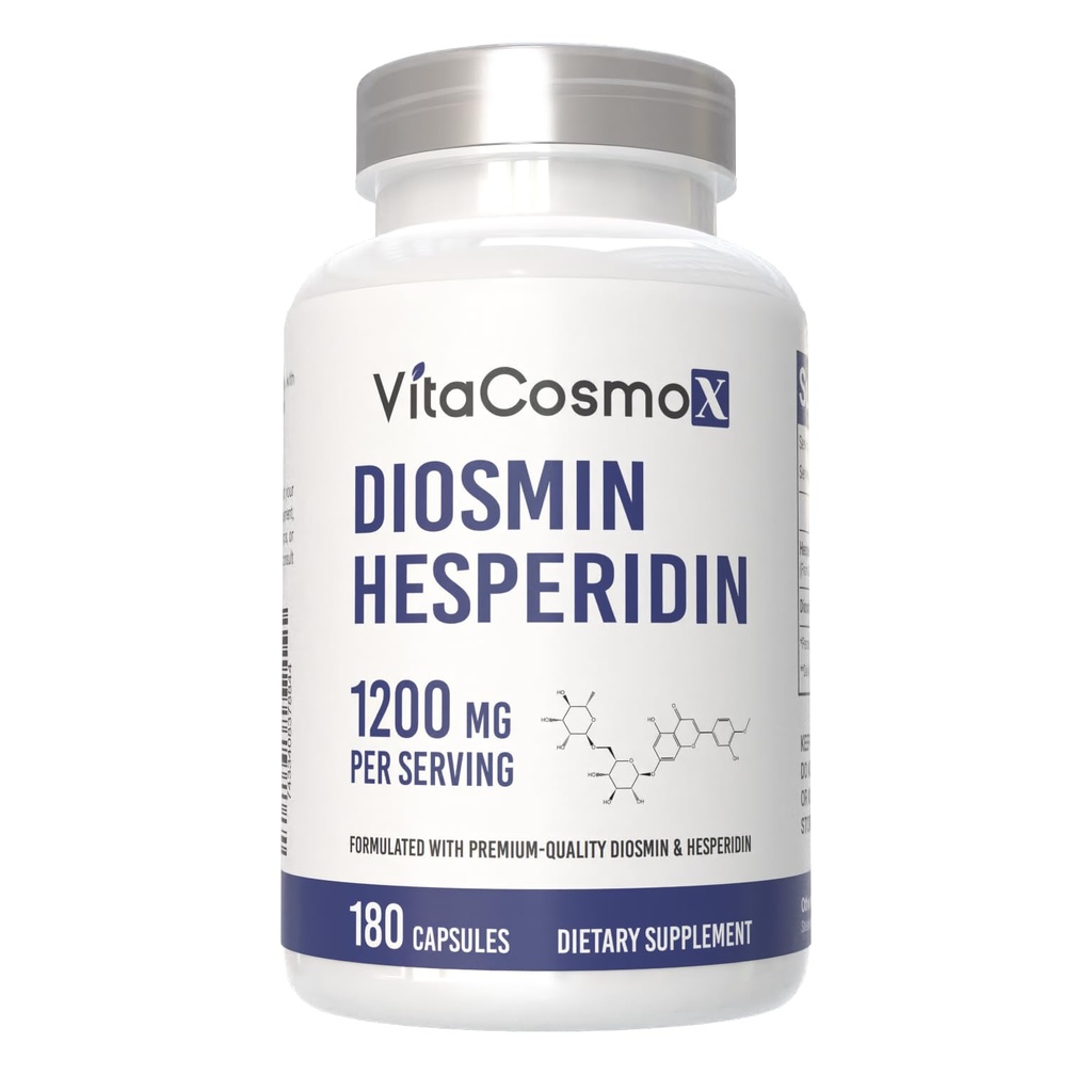 Diosmin Hesperidin 1200 mg Complex, 240 Kapseln, Citrus Bioflavonoids Rich Fruit Extract, 100% Vegetarisch, Non-GMO & Glutenfrei (180 Count (Pack von 1))