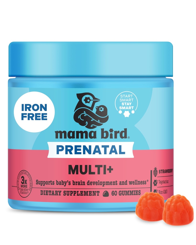 Meilleur Nest Wellness Mama Bird Prénatal Multi Plus - Supplément de soins prénatals soutient la santé cérébrale et digestive - Multivitamine végane avec du méthylfolate et plus - Fraise, 60 Gummies (30 portions)